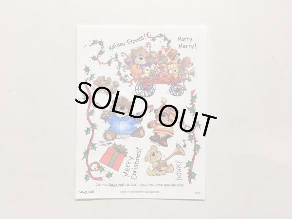 画像1: クリスマスステッカー１枚　くまカート (1)