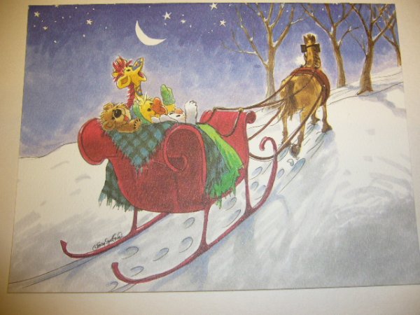 画像1: クリスマスカードS　そり (1)